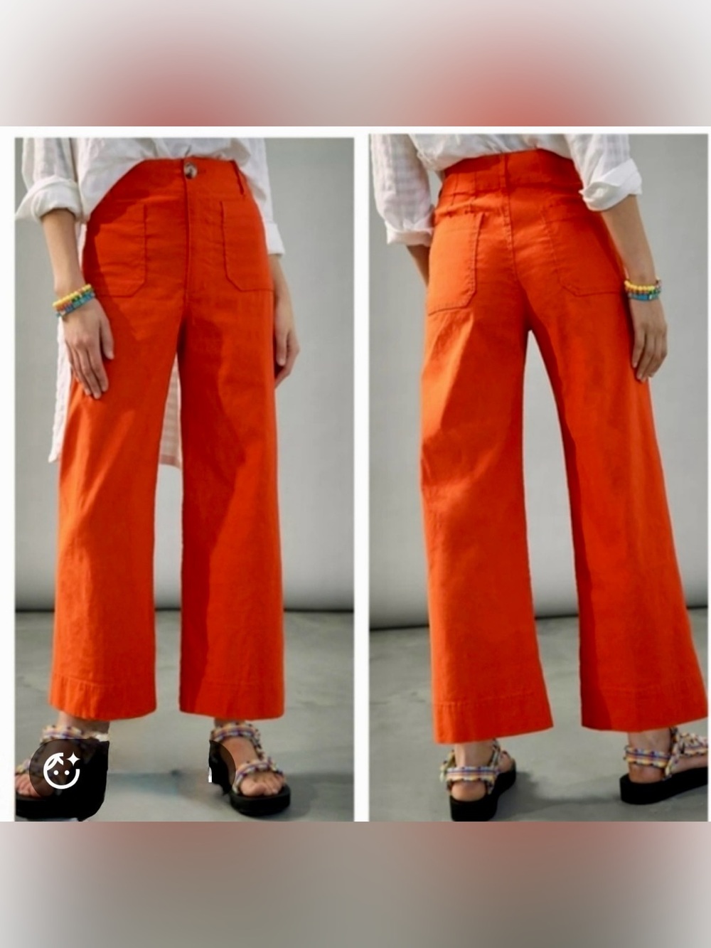 Anthropologie Maeve Colette Linen Stretch High-Rise Wide-Leg Pants 25